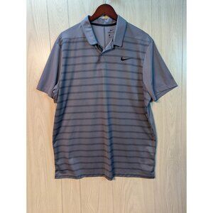 Nike Golf Tour Performance Polo Shirt Mens XL  Blue Striped Short Sleeved